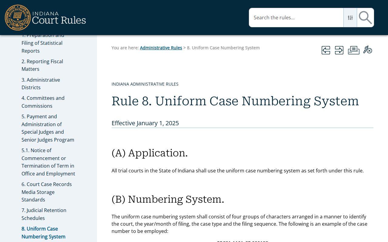 Grant County case number structure under Indiana Rule 8