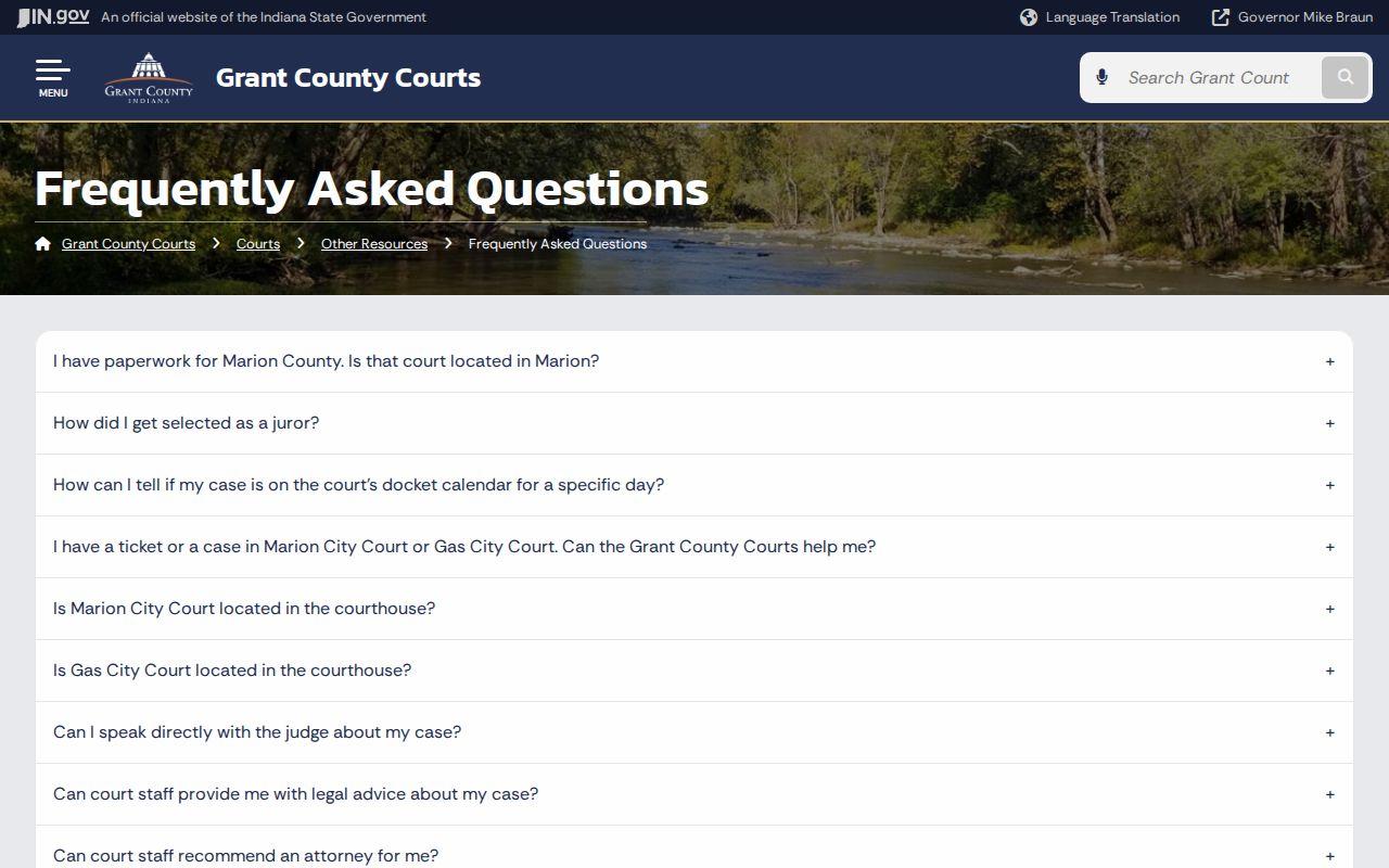 Grant County case search local court instructions