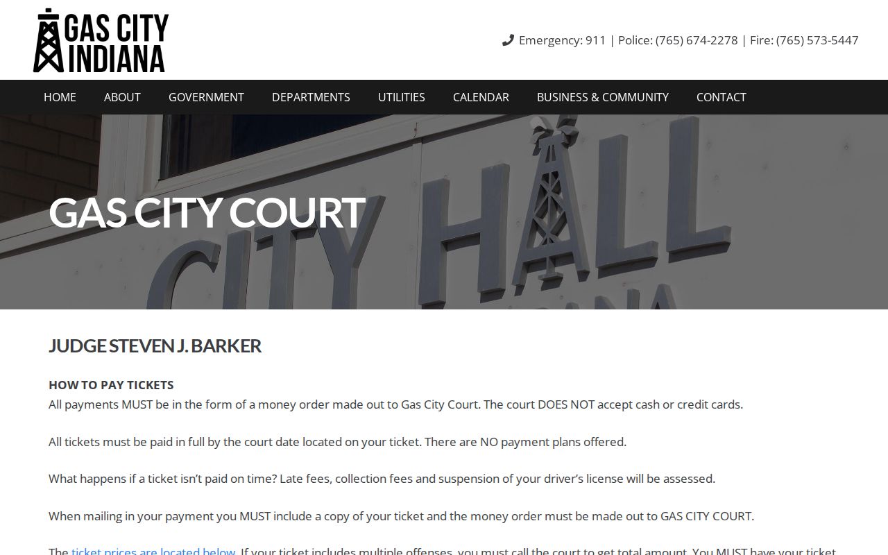 Official Gas City court records and docket information
