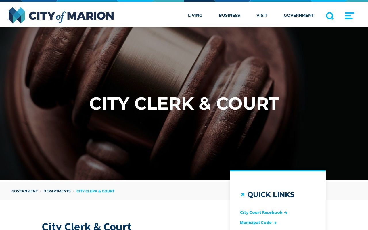 Marion court records City Clerk and Court page