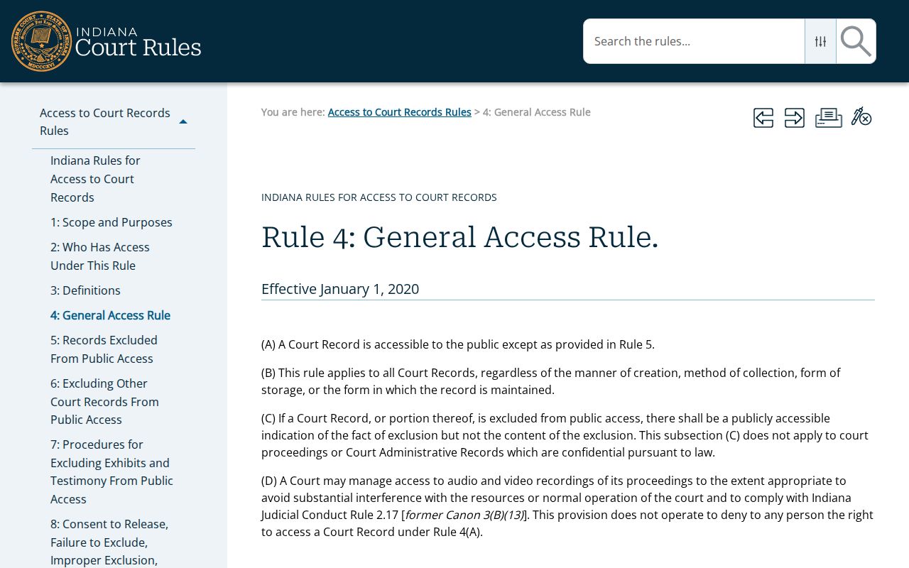 Indiana Rule 4 public access for Grant County civil court dockets