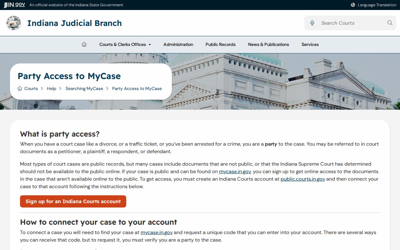 Grant County court records MyCase party access explanation