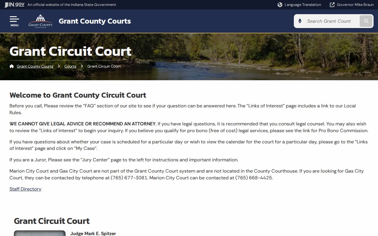 Grant County criminal court docket instructions from Circuit Court