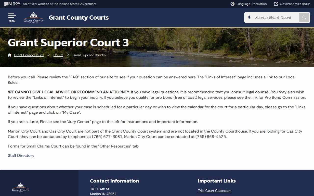 Grant County traffic court Superior Court 3 information